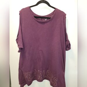 Lane Bryant Cold shoulder purple tee shirt.